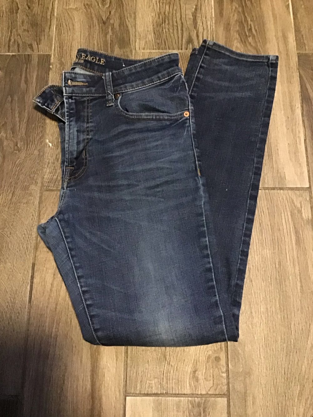 American Eagle Outfitters Indigo Denim Jeans with Gold Stitching
